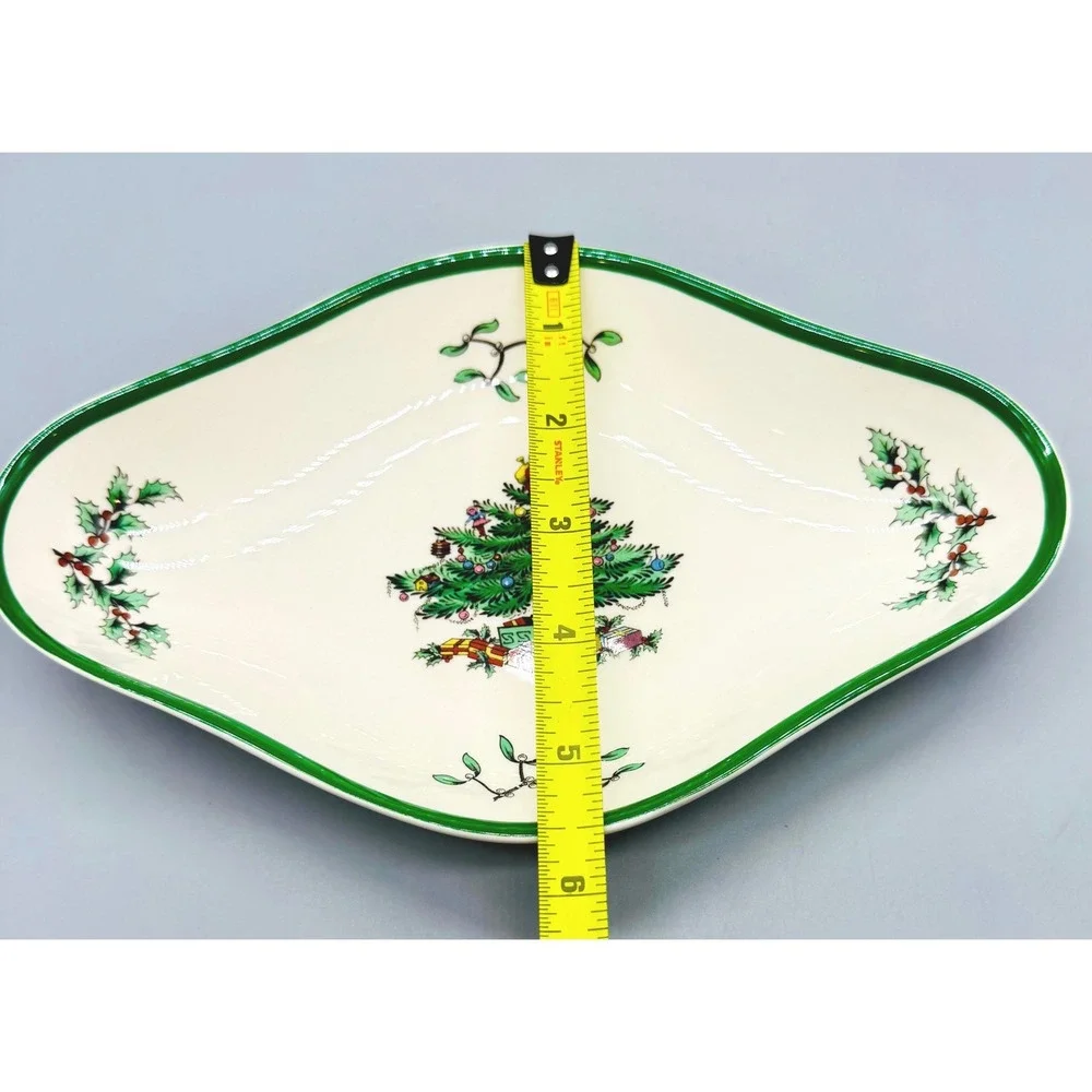 Spode Oval Christmas Tree Pickle Dish S3324 N Earthenware Serving Bowl